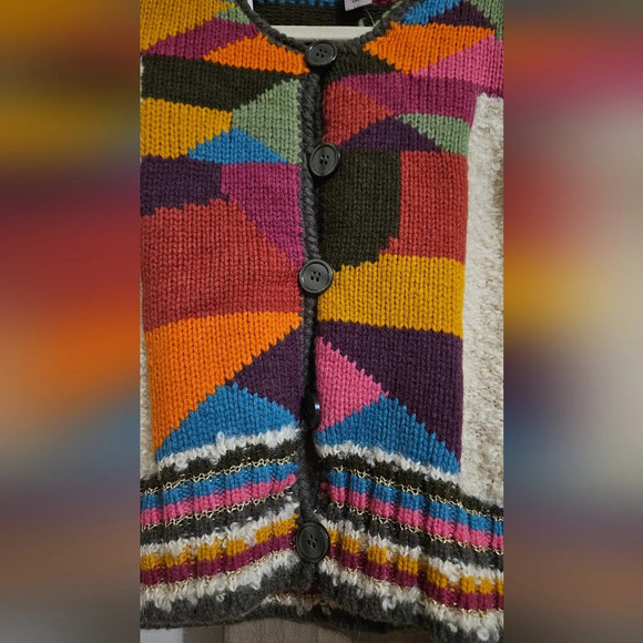 H&M Wool/mohair cardigan sweater with colorful patchwork.Circa 2009. Size 2 NWT - Picture 4 of 11